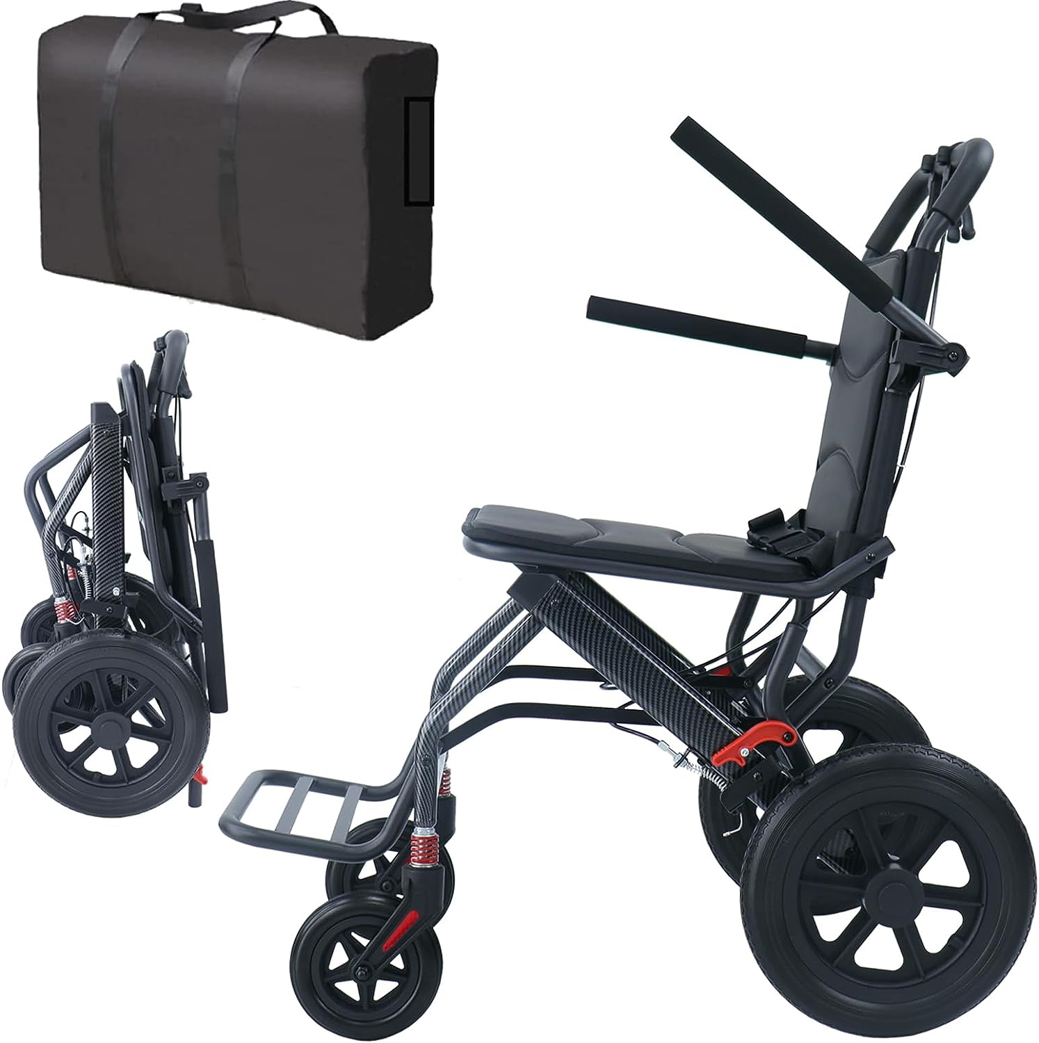 Portable Ultra-Light Wheelchair for The Elderly and Children (with handbrake)
