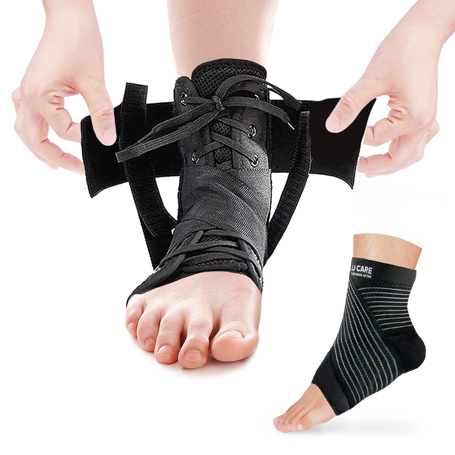 JJ CARE Ankle Stability Brace - Lace Up Adjustable Ankle Brace for Men