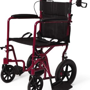 Medline Lightweight Transport Wheelchair with Handbrakes