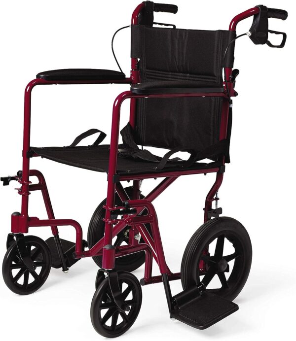 Medline Lightweight Transport Wheelchair with Handbrakes